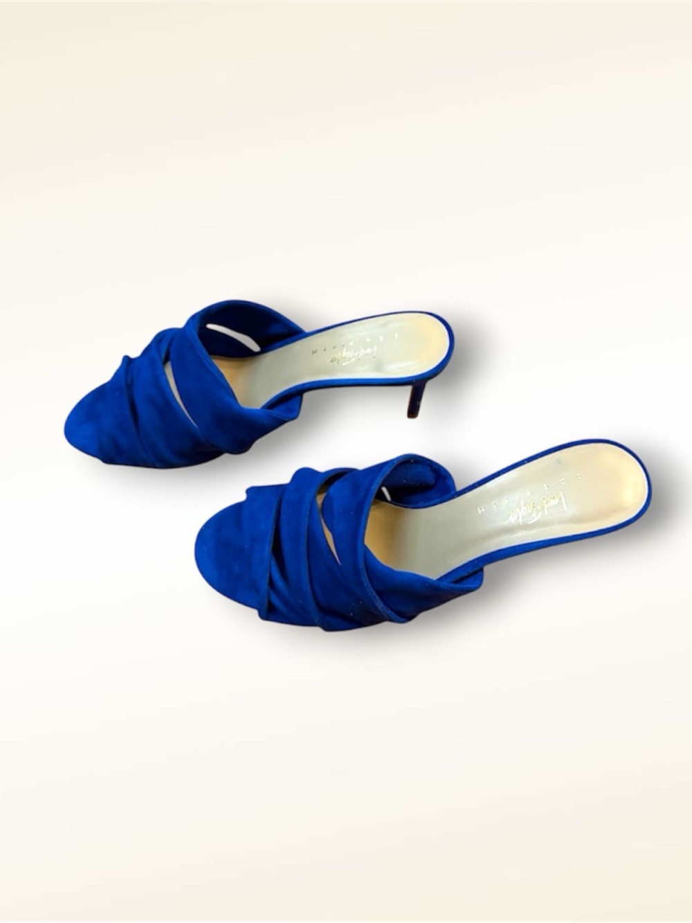 Lord & Taylor Gala Cobalt Blue Suede Strappy Mule Heel Womens 8